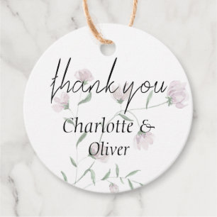 Minimalist Blush Floral Elegant Wedding Favor Tags
