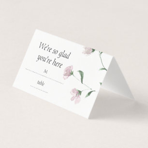 Minimalist Blush Floral Folded Wedding Place Cards