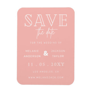 Minimalist Blush Handwritten Save the Date Magnet