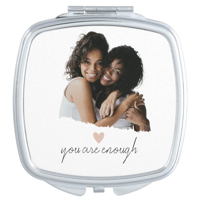 Minimalist Blush Heart – You Are Enough -  Compact Mirror (Front)