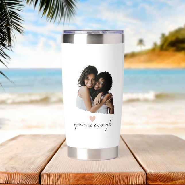 Minimalist Blush Heart – You Are Enough -  Insulated Tumbler (Beach (Rotated))