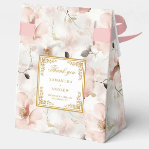 Minimalist Blush Ivory Gold Wedding Thank You Box