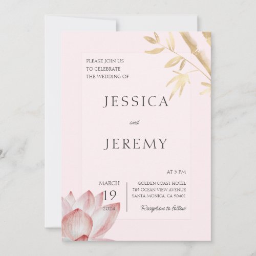 Minimalist Blush Japanese Bamboo Asian Wedding Invitation