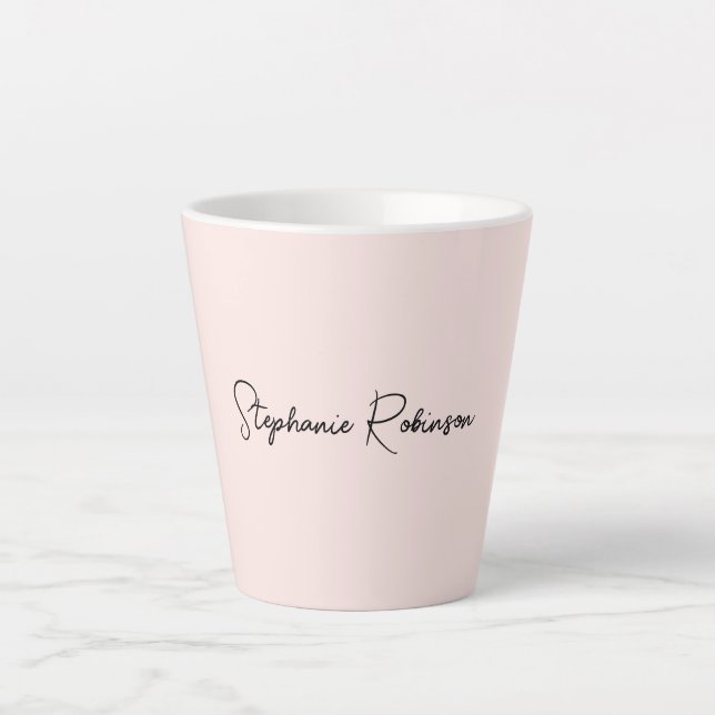 Minimalist Blush Monogram Name Typography Script Latte Mug (Front)