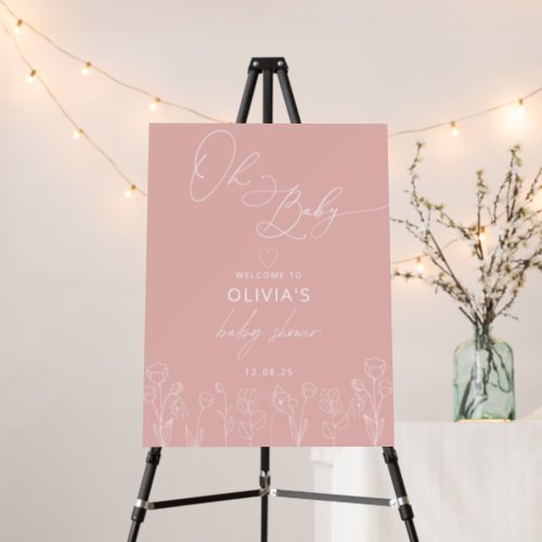 Minimalist Blush Pink Baby Shower Welcome Foam Board