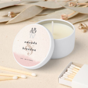 Minimalist Blush Pink Bold Script Monogram Wedding Mini Candle Favors
