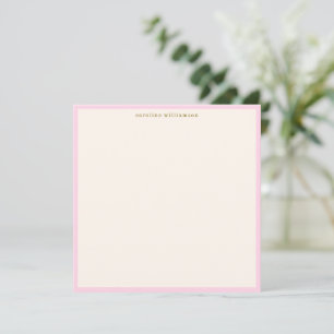 Minimalist Blush Pink Border Name Stationery Cute Note Card