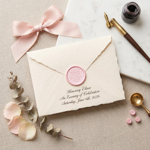 Minimalist Blush Pink Bow Calligraphy Class of 26 Wax Seal Sticker