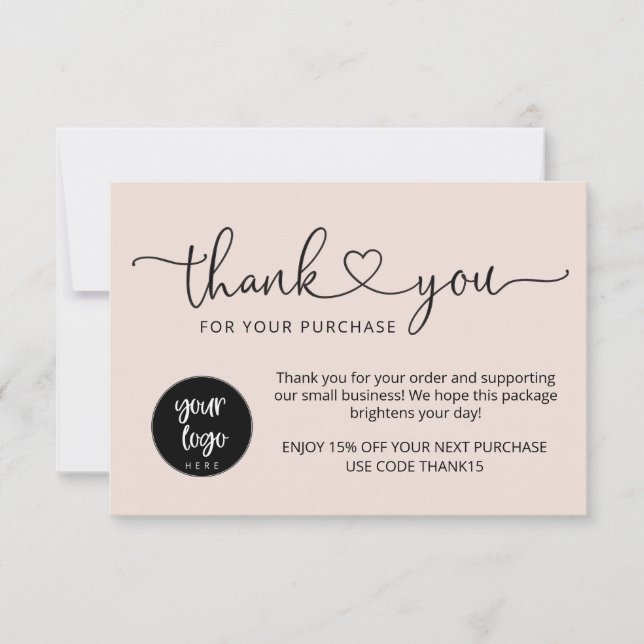 Minimalist Blush Pink Business Thank You Cards (Front)