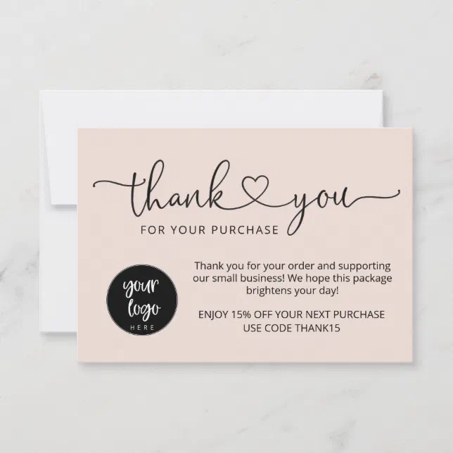 Minimalist Blush Pink Business Thank You Cards | Zazzle