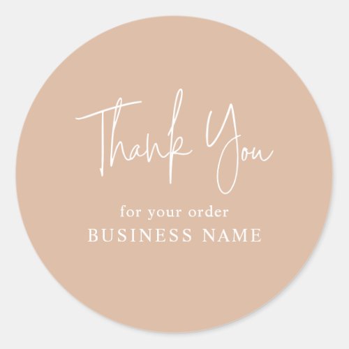 Minimalist Blush Pink Business Thank You Packaging Classic Round Sticker