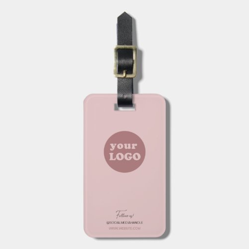 Minimalist Blush Pink Custom Business Logo Luggage Tag