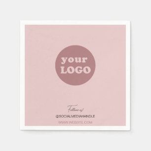 Minimalist Blush Pink Custom Business Logo Napkins
