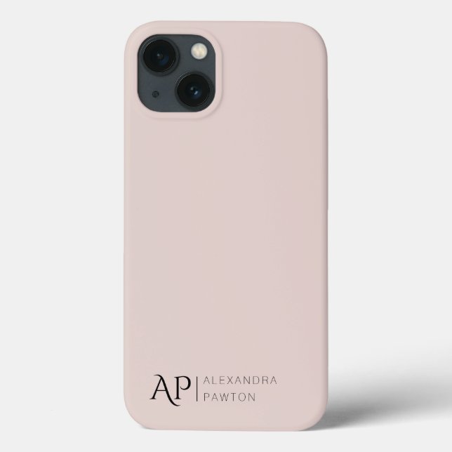 Minimalist Blush Pink Custom Monogram Case-Mate iPhone Case (Back)