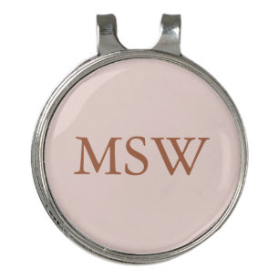 Minimalist blush pink custom monogram initials golf hat clip