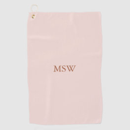 Minimalist blush pink custom monogram initials golf towel