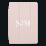 Minimalist blush pink custom monogram initials iPad pro cover<br><div class="desc">Minimalist custom blush pink and white monogram initials name iPad Pro Cover</div>