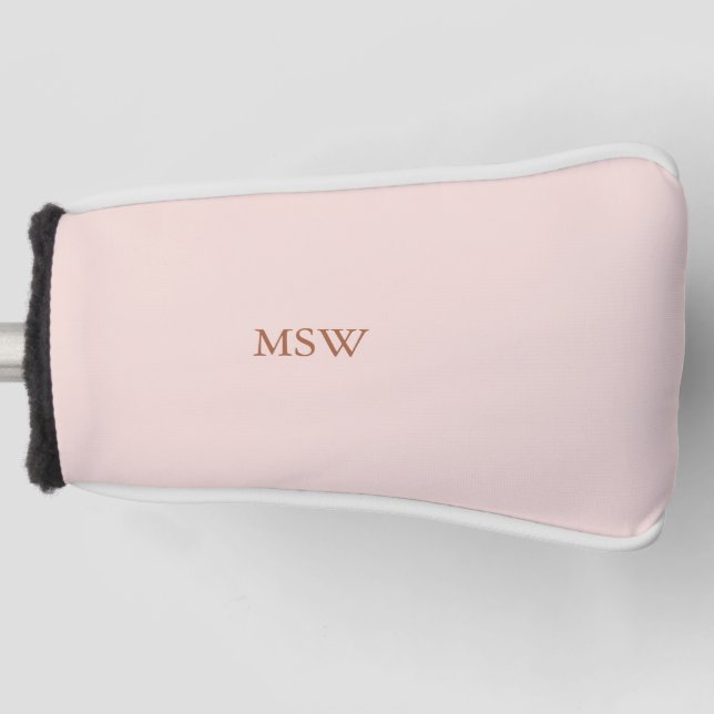 Minimalist blush pink custom monogram stylish chic golf head cover (Front)