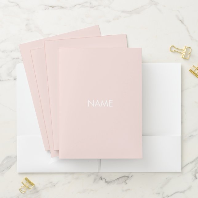 Minimalist blush pink custom name monogram chic pocket folder (In Situ)