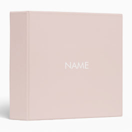 Minimalist blush pink custom name monogram solid 3 ring binder