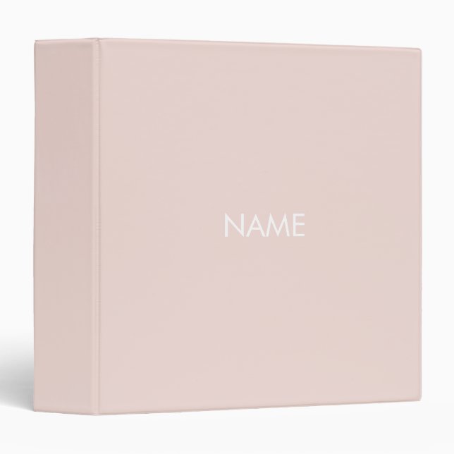 Minimalist blush pink custom name monogram solid 3 ring binder (Front/Spine)