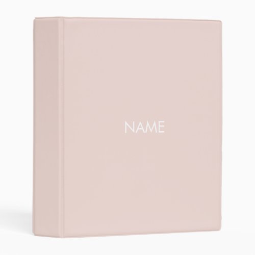 Minimalist blush pink custom name monogram solid mini binder