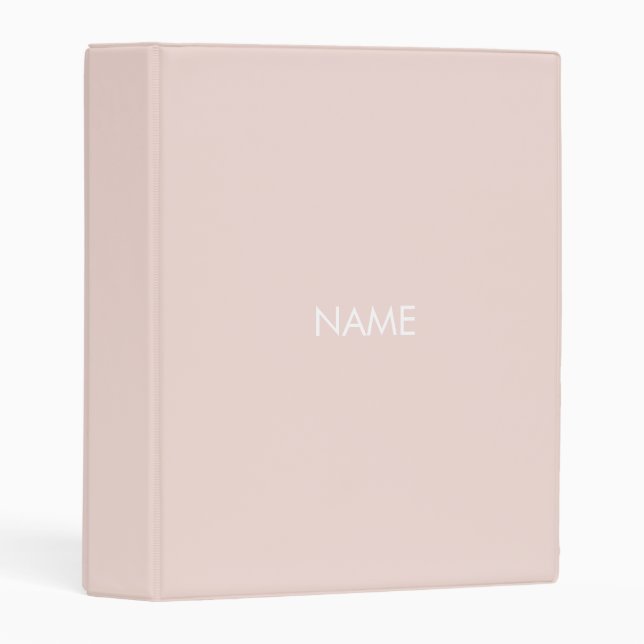 Minimalist blush pink custom name monogram solid mini binder (Front/Spine)