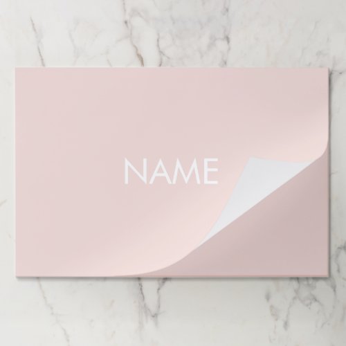 Minimalist blush pink custom name paper placemats
