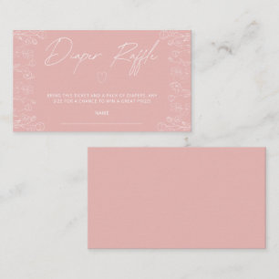 Minimalist Blush Pink Diaper Raffle Ticket Enclosure Card