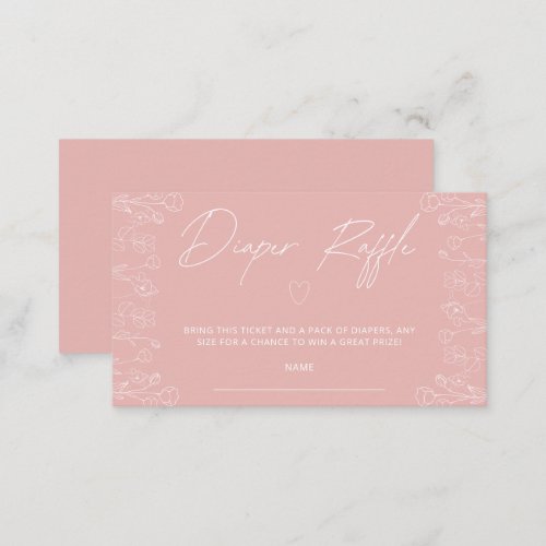 Minimalist Blush Pink Diaper Raffle Ticket  Enclosure Card