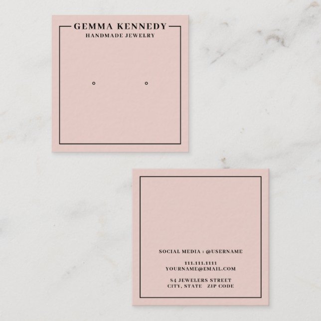 Minimalist Blush Pink Earring Display Card (Front/Back)