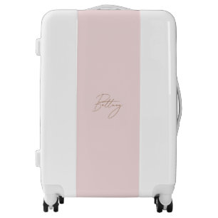 Minimalist Blush Pink & Elegant Gold Script Name Luggage