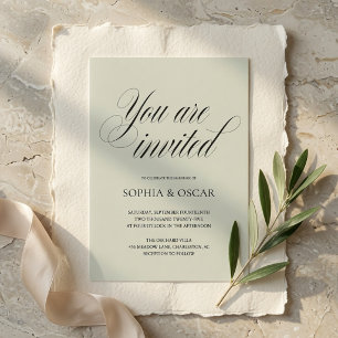 Minimalist Blush Pink Elegant Script Wedding Invitation