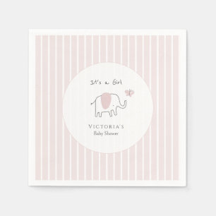 Minimalist Blush Pink Elephant Baby Shower Napkins