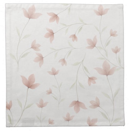 Minimalist Blush Pink Floral Elegant Wedding Cloth Napkin