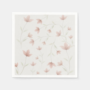 Minimalist Blush Pink Floral Elegant Wedding Napkins