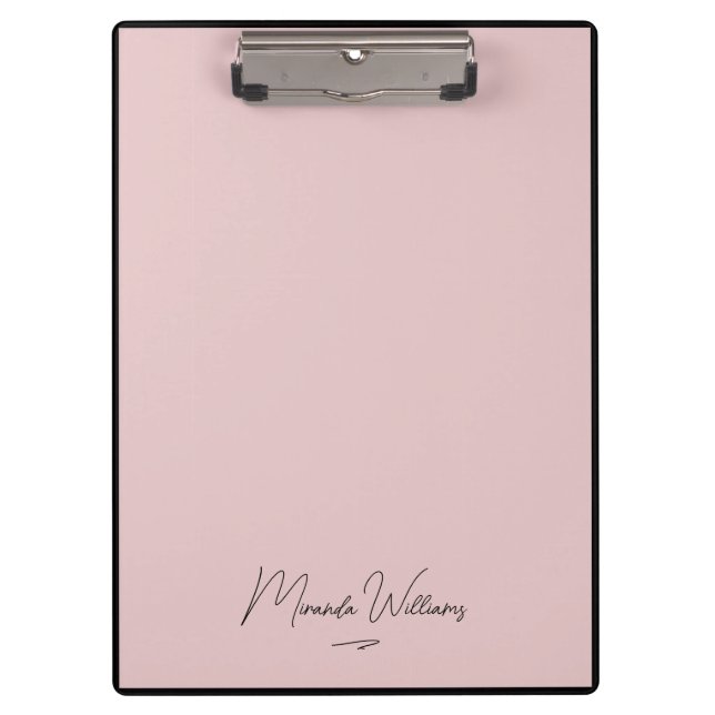 Minimalist Blush Pink Handwritten Custom Name  Clipboard (Front)