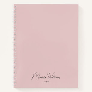 Minimalist Blush Pink Handwritten Custom Name  Notebook