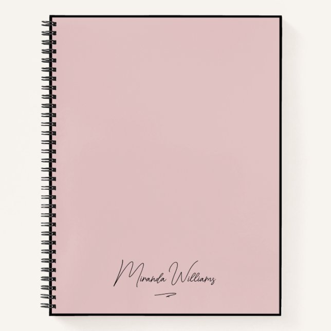 Minimalist Blush Pink Handwritten Custom Name  Notebook (Front)