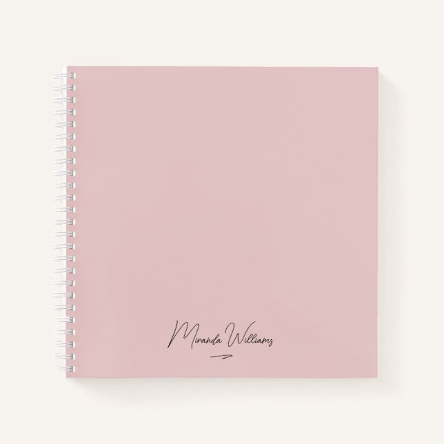 Minimalist Blush Pink Handwritten Custom Name  Notebook (Front)