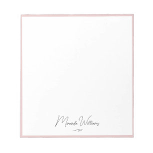 Minimalist Blush Pink Handwritten Custom Name Notepad