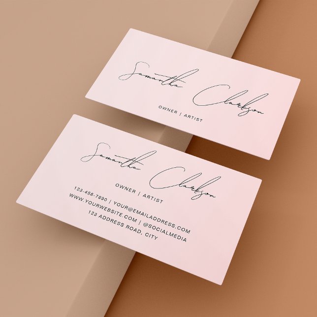 Minimalist Blush Pink Handwritten Script Business Card (Creator Uploaded)