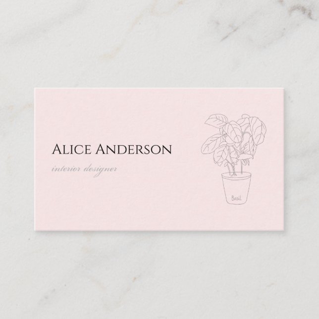 Minimalist Blush Pink Interior Designer Business Card (Front)
