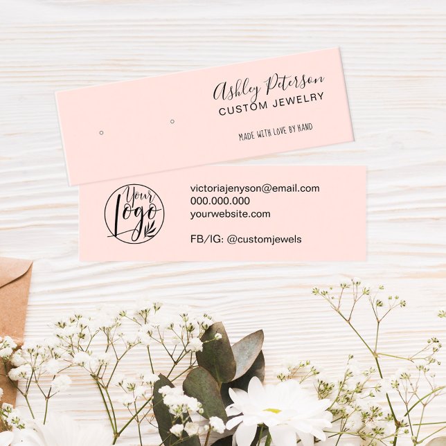 Minimalist blush pink jewelry earring display mini business card (Creator Uploaded)