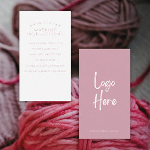 Minimalist Blush Pink Logo Washing Instructions Business Card
