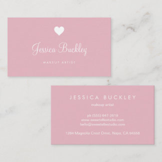 Minimalist Blush Pink Makeup Artist Business Card