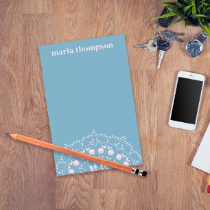 Minimalist Blush Pink Modern Blue Custom Post-it Notes