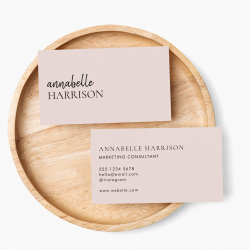 Minimalist Blush Pink | Modern Elegant Script Business Card