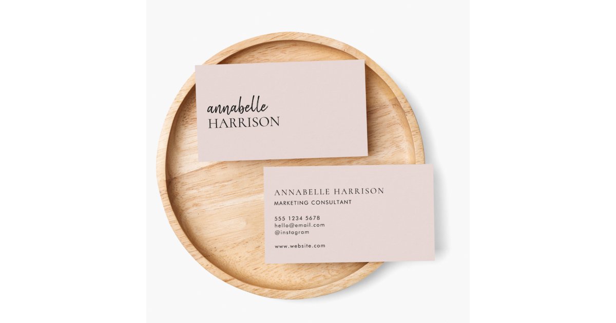 Minimalist Blush Pink | Modern Elegant Script Business Card | Zazzle