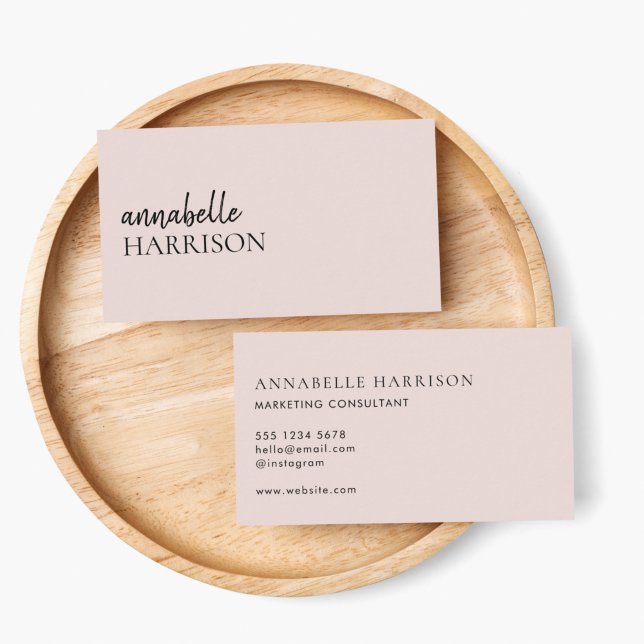 Minimalist Blush Pink | Modern Elegant Script Business Card (Creator Uploaded)